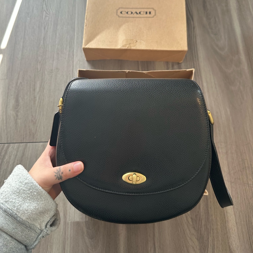 Coach Black Crossbody Bag With Gold Accents